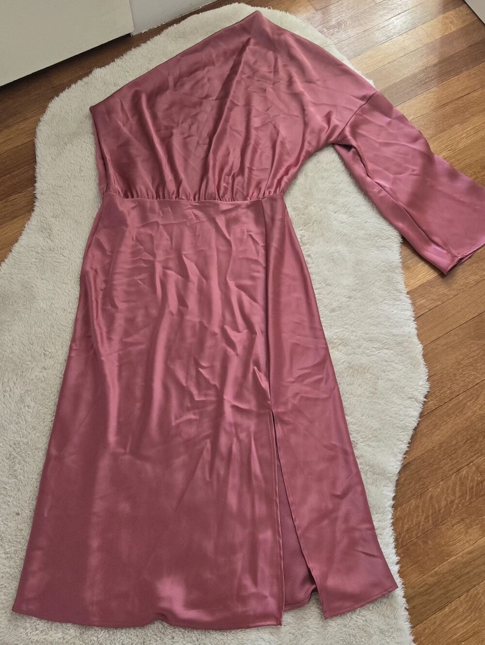 Renee C. One-Shoulder Midi Dress in Dusty Rose